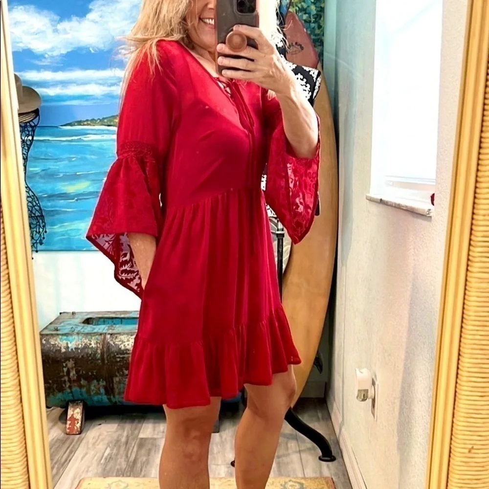 ⭐️Band of Gypsies, Lovely Boho Dressw/POCKETS,Complete Slip-Dress Lining,Fun! - Picture 7 of 15